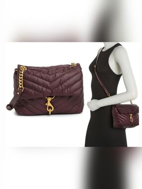 Rebecca Minkoff Edie Nylon Crossbody Bag in Maroon/Burgundy